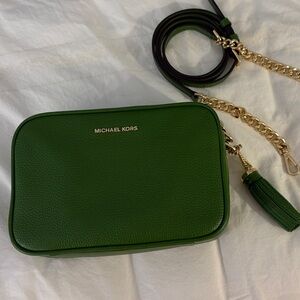 Michael Kors Vibrant Green Crossbody Bag with Gold Chain